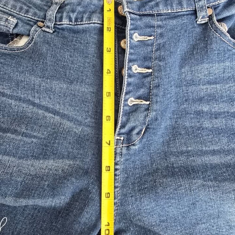 Womens bell bottom flare leg jeans size Extra Large XL Medium Blue Unbrand - Picture 7 of 7